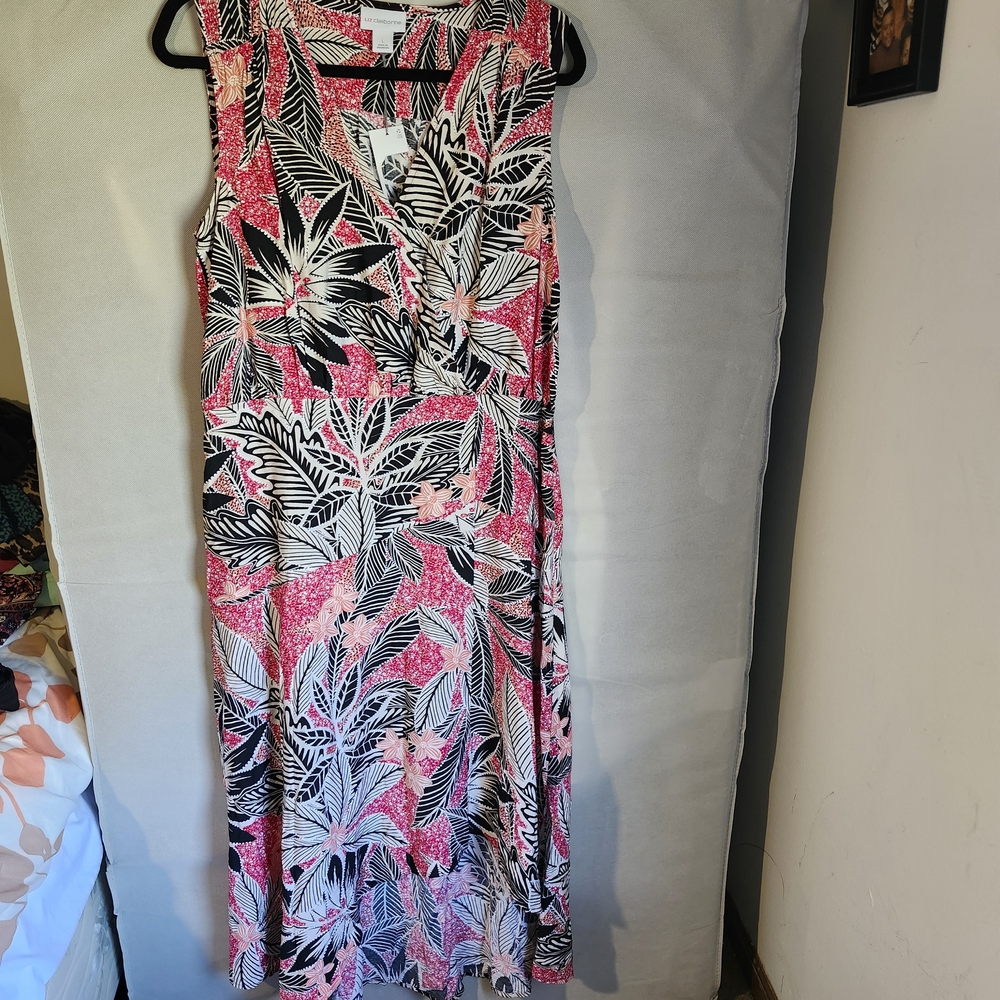 Liz Claiborne Pink, Black & White Tropical Maxi Dress